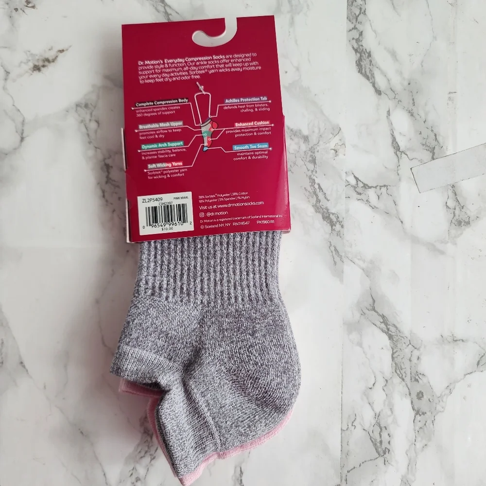 Dr. Motion Ankle Socks 6 Pairs Compression Socks Size Socks 9–11 Shoe 4-10